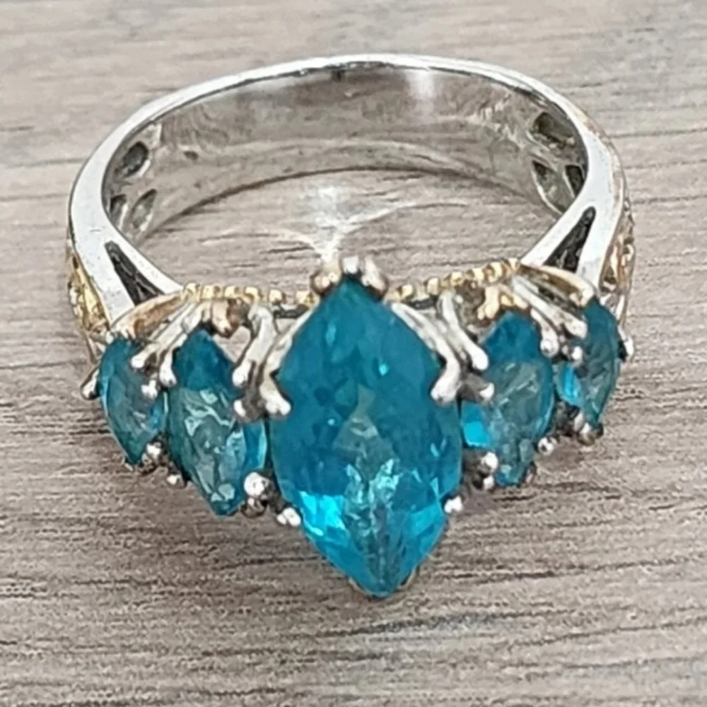 Michael Valitutti Paraiba Topaz Marquis Ring - Picture 3 of 13
